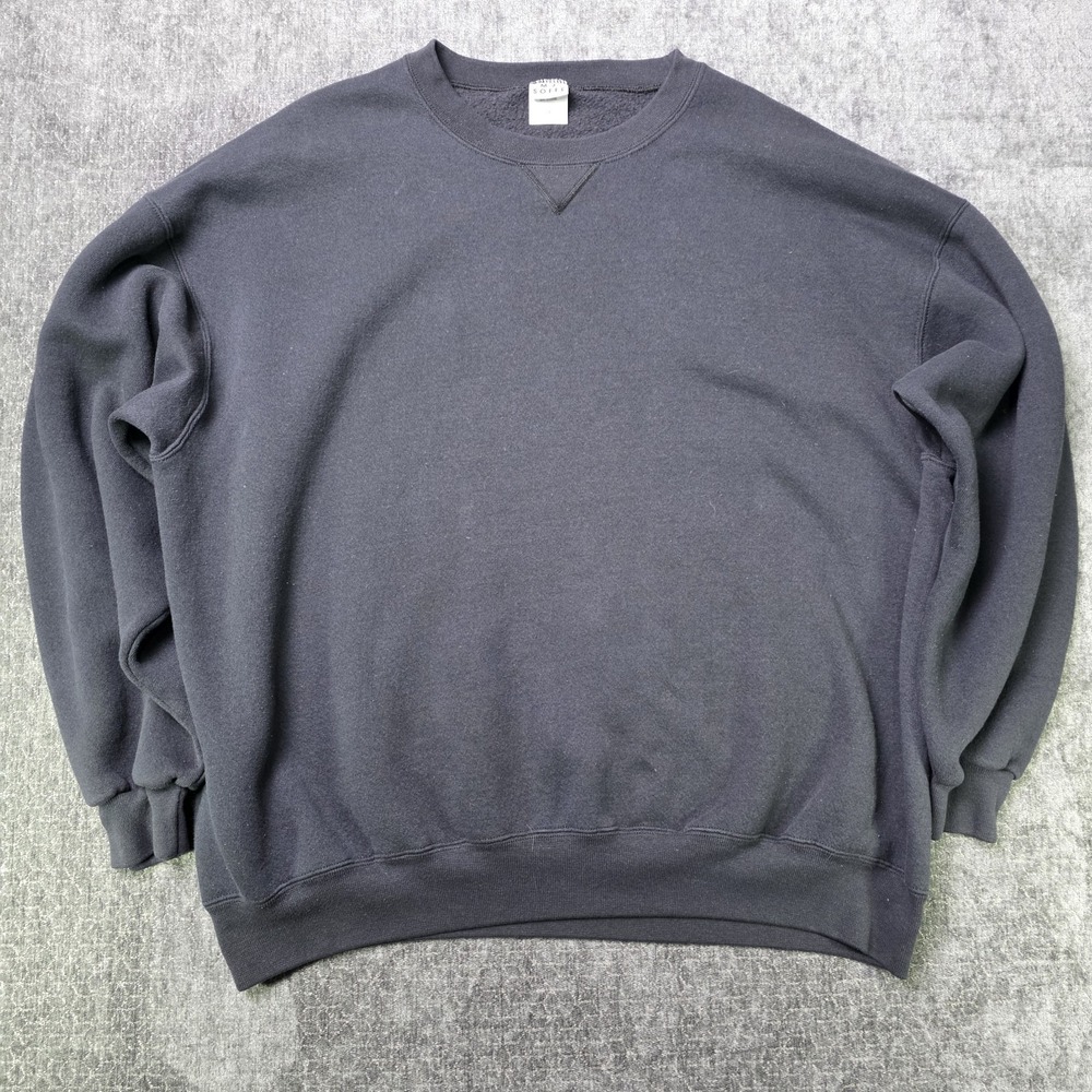 Vtg Sweatshirt Mens XXL Faded Black Made USA Crewneck MJ Soffe Pullover 90s 2XL